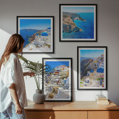 Zestaw obrazów dekoracyjnych Krajobraz architektury Oia Santorini Grecja