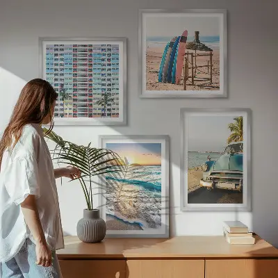 Zestaw obrazów dekoracyjnych widoki Miami o zachodzie słońca