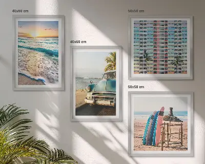 Zestaw obrazów dekoracyjnych widoki Miami o zachodzie słońca