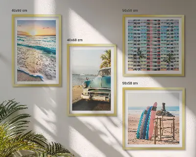 Zestaw obrazów dekoracyjnych widoki Miami o zachodzie słońca