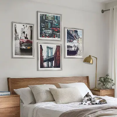 Zestaw 4 obrazów w ramie stare auta w stylu retro Brooklyn