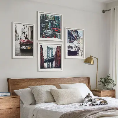 Zestaw 4 obrazów w ramie stare auta w stylu retro Brooklyn