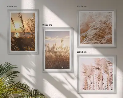 Trawy boho pole zachód słońca poliptyk w ramie