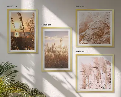 Trawy boho pole zachód słońca poliptyk w ramie