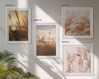 Trawy boho pole zachód słońca poliptyk w ramie