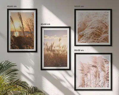 Trawy boho pole zachód słońca poliptyk w ramie