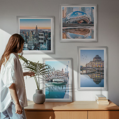 Zestaw 4 obrazów w ramie Architektura miast w wodzie