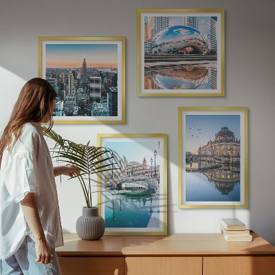Zestaw 4 obrazów w ramie Architektura miast w wodzie