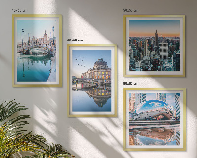 Zestaw 4 obrazów w ramie Architektura miast w wodzie