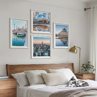 Zestaw 4 obrazów w ramie Architektura miast w wodzie