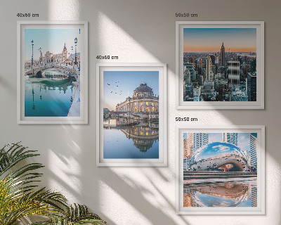 Zestaw 4 obrazów w ramie Architektura miast w wodzie