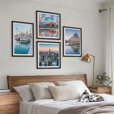 Zestaw 4 obrazów w ramie Architektura miast w wodzie
