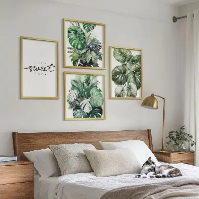 Rośliny zielone Sweet Home poliptyk w ramie