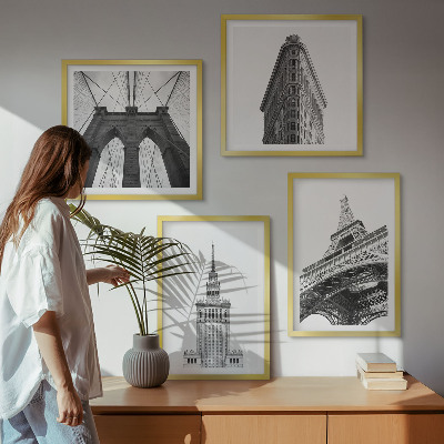 Zestaw obrazów dekoracyjnych Architektura czerni bieli minimalizm