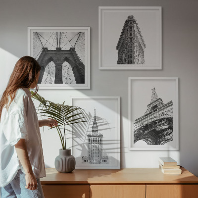 Zestaw obrazów dekoracyjnych Architektura czerni bieli minimalizm