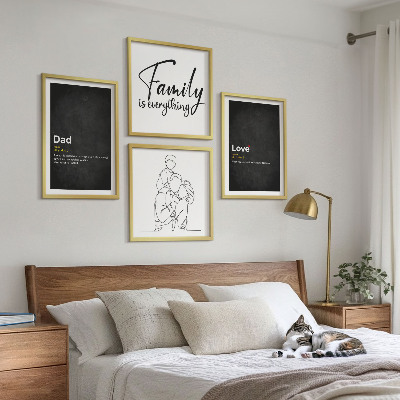Zestaw 4 obrazów w ramie Rodzina line-art definicje miłości