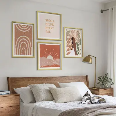 Boho abstrakcyjne kształty poliptyk w ramie