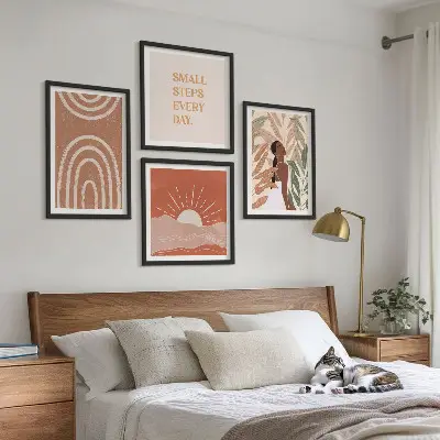 Boho abstrakcyjne kształty poliptyk w ramie