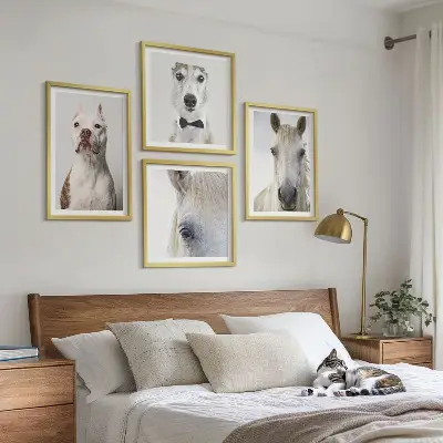 Portrety psów i koni elegancki poliptyk w ramie