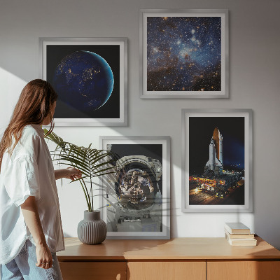 Zestaw obrazów dekoracyjnych Kosmos Ziemia astronauta rakieta