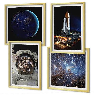 Zestaw obrazów dekoracyjnych Kosmos Ziemia astronauta rakieta