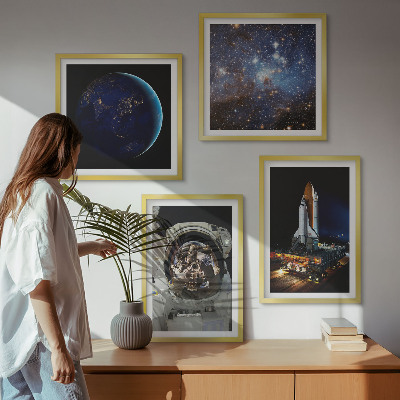Zestaw obrazów dekoracyjnych Kosmos Ziemia astronauta rakieta