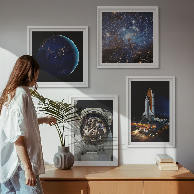Zestaw obrazów dekoracyjnych Kosmos Ziemia astronauta rakieta