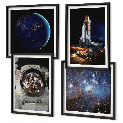 Zestaw obrazów dekoracyjnych Kosmos Ziemia astronauta rakieta