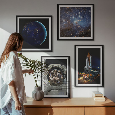 Zestaw obrazów dekoracyjnych Kosmos Ziemia astronauta rakieta