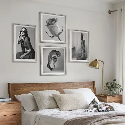 Zestaw 4 obrazów w ramie stylowe portrety eleganckich kobiet