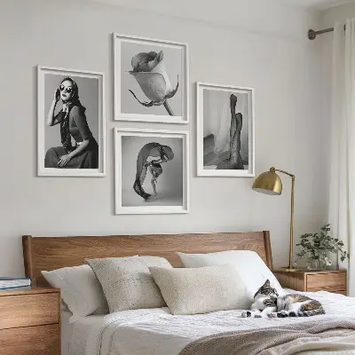 Zestaw 4 obrazów w ramie stylowe portrety eleganckich kobiet