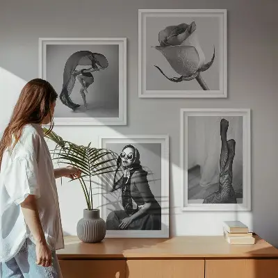 Zestaw 4 obrazów w ramie stylowe portrety eleganckich kobiet