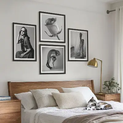 Zestaw 4 obrazów w ramie stylowe portrety eleganckich kobiet