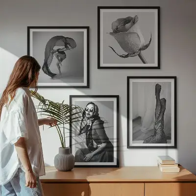 Zestaw 4 obrazów w ramie stylowe portrety eleganckich kobiet