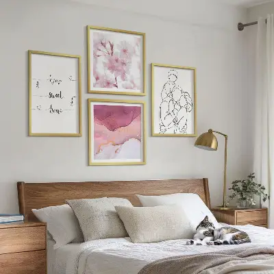 Kwiaty rodzina minimalistycznie poliptyk w ramie