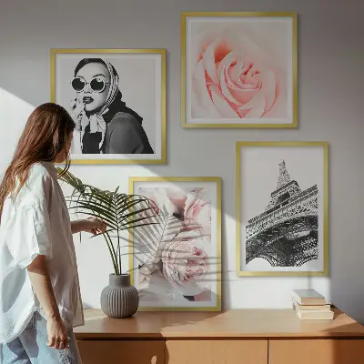 Róże i portret kobiety poliptyk w ramie