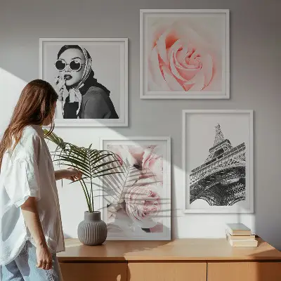 Róże i portret kobiety poliptyk w ramie
