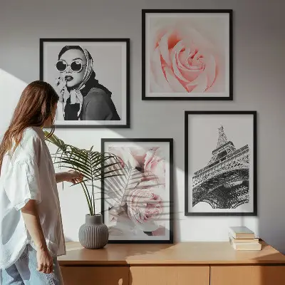 Róże i portret kobiety poliptyk w ramie
