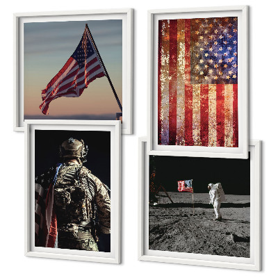 Zestaw 4 obrazów w ramie Amerykańskie symbole flaga USA