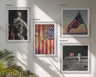 Zestaw 4 obrazów w ramie Amerykańskie symbole flaga USA