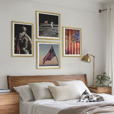 Zestaw 4 obrazów w ramie Amerykańskie symbole flaga USA