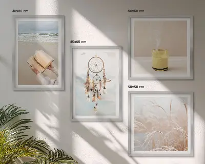 Zestaw 4 obrazów w ramie pejzaże letnie w stylu boho