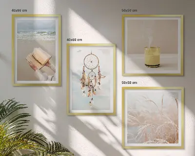Zestaw 4 obrazów w ramie pejzaże letnie w stylu boho