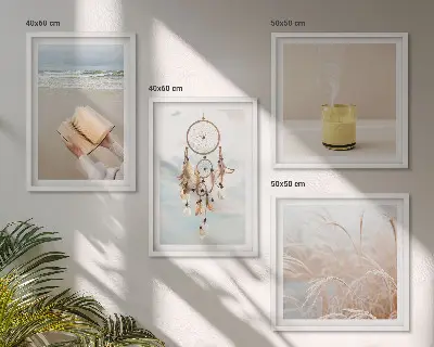 Zestaw 4 obrazów w ramie pejzaże letnie w stylu boho