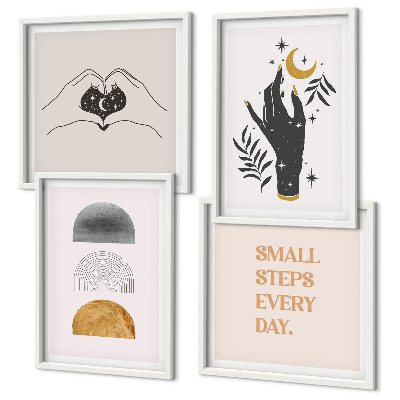Zestaw 4 obrazów w ramie Minimalistyczne boho ilustracje