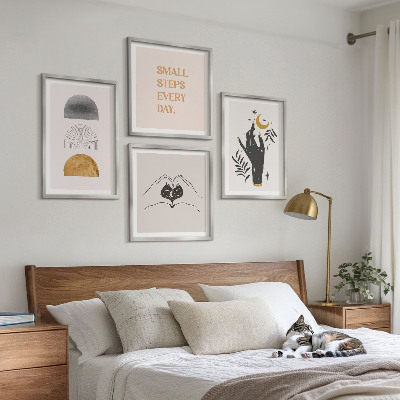 Zestaw 4 obrazów w ramie Minimalistyczne boho ilustracje