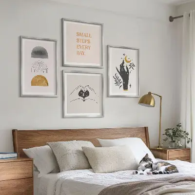 Minimalistyczne ilustracje w stylu boho zestaw 4 obrazów w ramie