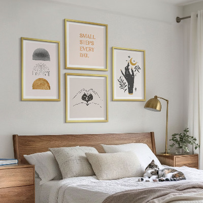 Zestaw 4 obrazów w ramie Minimalistyczne boho ilustracje