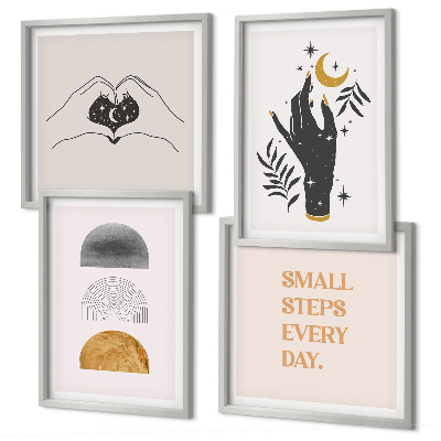 Zestaw 4 obrazów w ramie Minimalistyczne boho ilustracje
