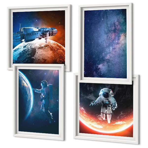 Zestaw obrazów dekoracyjnych Kosmos astronauci gwiazdy
